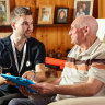 My Home Hospital nurse, Elijah Shevchenko, with pneumonia patient Leonard Nicholls