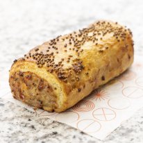 Drom’s pork, fennel and cheese sausage roll.