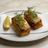 Crab toast at Albert’s Wine Bar.