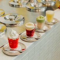 Mapo’s granita, from left: Watermelon-lime, blackberry, almond and lemon.
