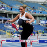 This athlete has 12 shot put and hammer throw titles. So why was she running the hurdles?