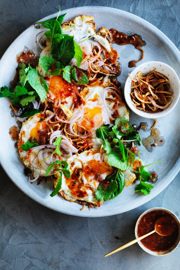 Neil Perry’s fried eggs with nahm jim.