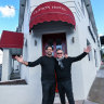 Jon Adgemis (left) with Guy Grossi outside the Clifton Hotel in Kew in July 2023.