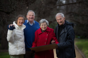So proud: Dr Ben Quin's surviving children (left to right) Mardi Doyle, John Quin, Pat Quin and David Quin. 