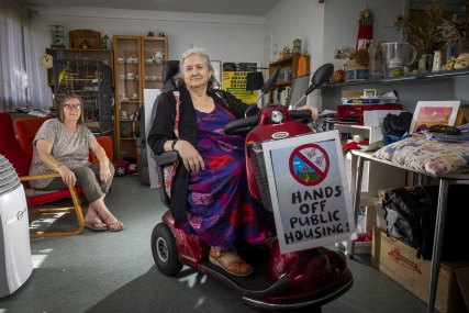 Margaret Kelly (right), with friend and supporter Lyn Dixon, says she won’t leave her home.