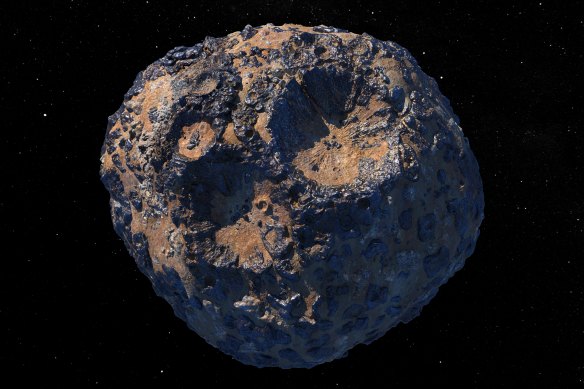 An artist’s impression of the Psyche asteroid.