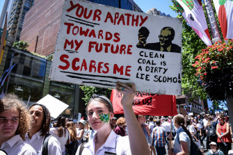 Saskia Cook-Knowles of Port Kembla High School was one of thousands of students  demanding action on climate change in November.