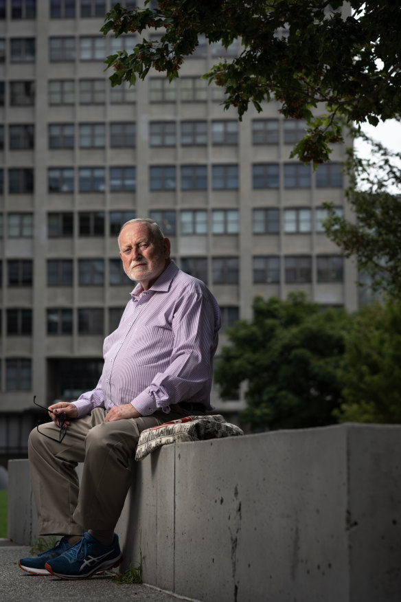 Ross Gittins outside the old headquarters of The Sydney Morning Herald in Ultimo. 