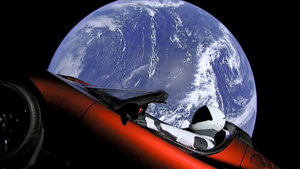 Elon Musk's red Tesla sports car was launched into space during the first test flight of the Falcon Heavy rocket.