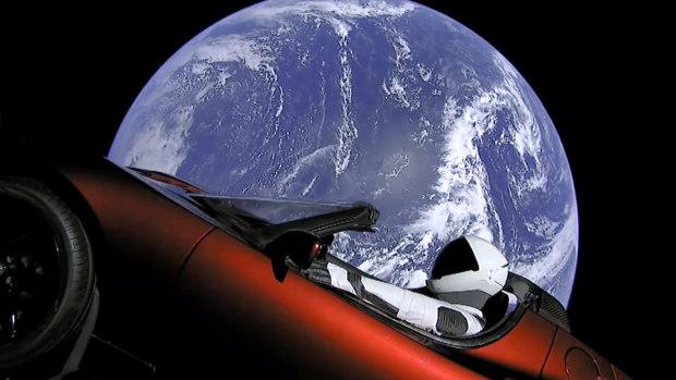 Elon Musk's red Tesla sports car was launched into space during the first test flight of the Falcon Heavy rocket.