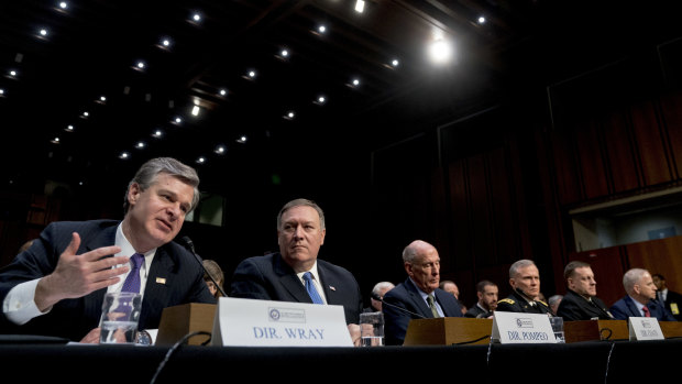 US intelligence and law enforcement chiefs front the Senate committee on intelligence to discuss worldwide threats.