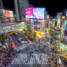 The famous crossing at Shibuya.