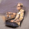 A court sketch of Marius Borg Hoiby during the second day of the trial against him in the Oslo District Court, Norway.