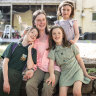 Jennifer Lorance with her daughters Hannah, Charlotte and Alice at their home in Turramurra.