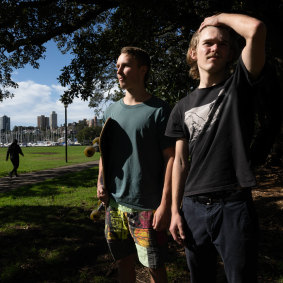 “It’s almost no longer a skate park; it has skating elements,” says Lachlan Scott, right, now 20.