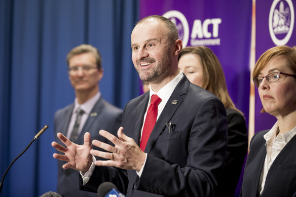 Treasurer Andrew Barr hands down the 2018 ACT Budget. 