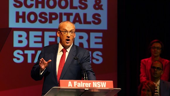 Luke Foley at the Labor campaign launch on Sunday.