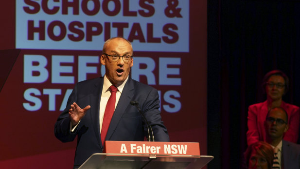 Luke Foley at the Labor campaign launch on Sunday.