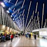 The pointy light fittings feel intrusive at Shanghai Pudong International Airport in China.