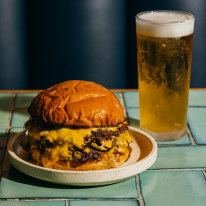 Rocker’s beer and burger deal.
