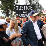 Australian Prime Minister Anthony Albanese attends a rally to a call for action to end violence against women, in Canberra on Sunday