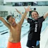 Sione Polhill and Bella Garner have travelled from Hay, NSW, to participate in a swimming carnival in Sydney.