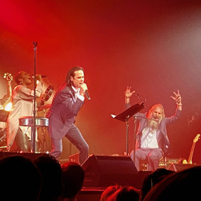 Nick Cave and Warren Ellis on stage during their recent North American tour.