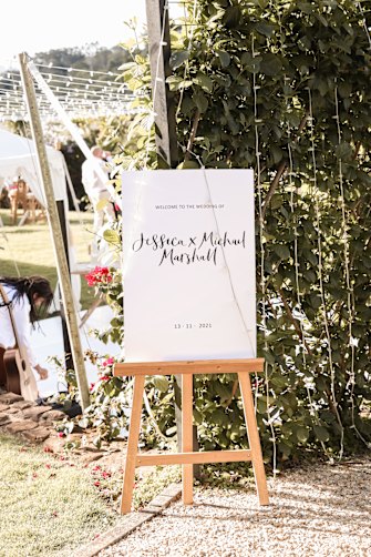 The sign at Jessy and Michael Marshall’s wedding.