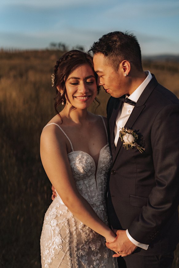 Gill Malona and Hans Su on their wedding day in November 2021.