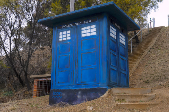 A favourite with bushwalkers, this TARDIS is near the summit of Red Hill .