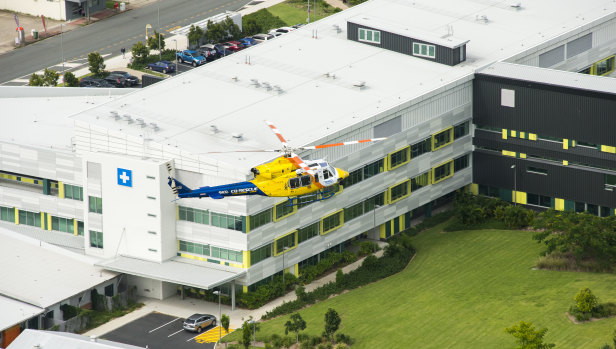 RACQ CQ Rescue helicopter at Mackay Base Hospital