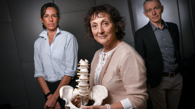 Professor Rachelle Buchbinder (centre) with Associate Professor Manuela Ferreira and Professor Chris Maher. The trio is leading a global call to action on back pain treatment. 