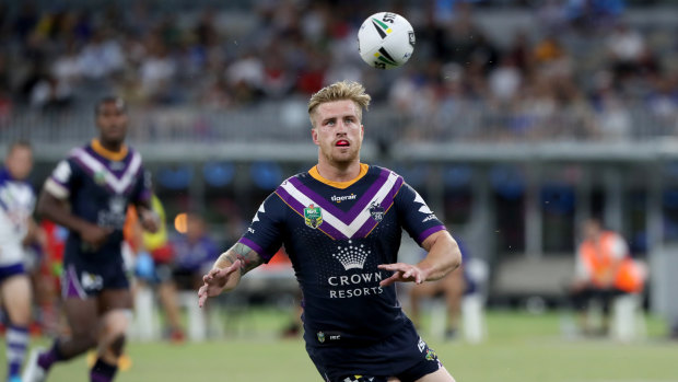 Unflappable: Cameron Munster lines up the ball during a dominant performance in the absence of Billy Slater.