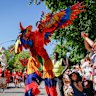 Colombia Dance Au, Moomba festival parade in Kings Domain, Melbourne.