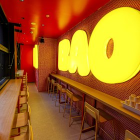 Inside the fast casual eatery.