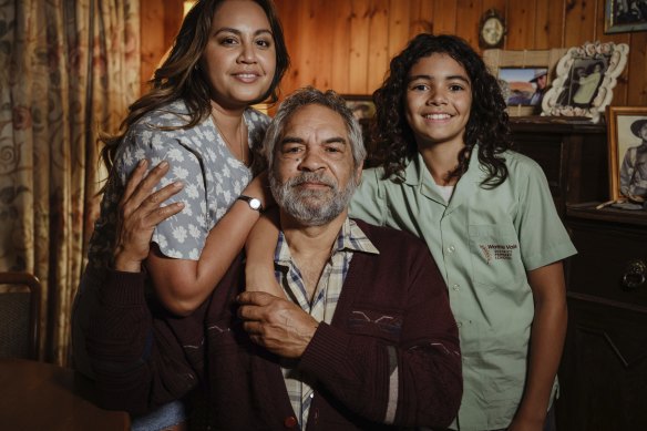 Jessica Mauboy, Kelton Pell and Lennox Monaghan in the family movie Windcatcher.