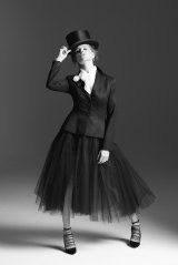 Wool tailored jacket and tulle skirt by Julie Goodwin. 