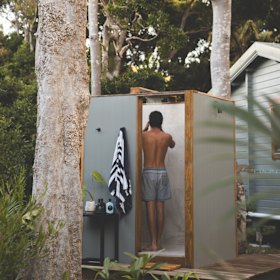 Shower time at The Cabin.