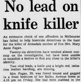 Newspaper clipping from 1978 about the murder investigation.