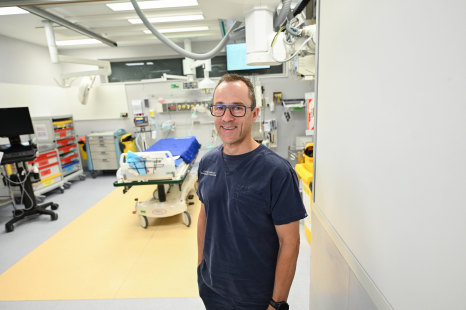 Caring Christmas: Dr Carl Luckhoff pictured in The Alfred hospital’s emergency department.