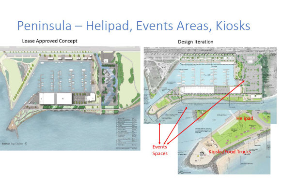 Changes to the original proposed by the tenant, including a helipad.