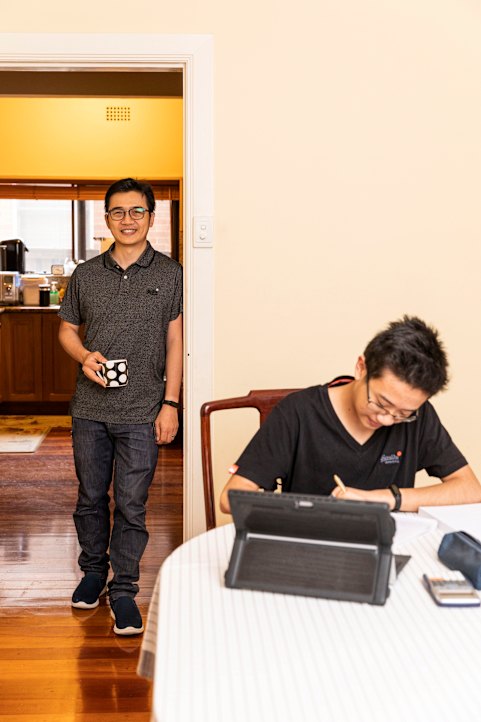 Steven and Marcus have worked out a study plan although Dad can't help but watch on sometimes.