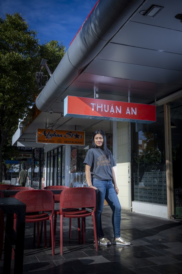 Julie Tran outside her restaurant, Thuan An, on Hampshire Road.