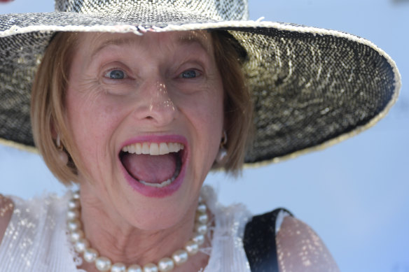 Fun in the sun: A typically ebullient Gai Waterhouse after  Dawn Passage won.
