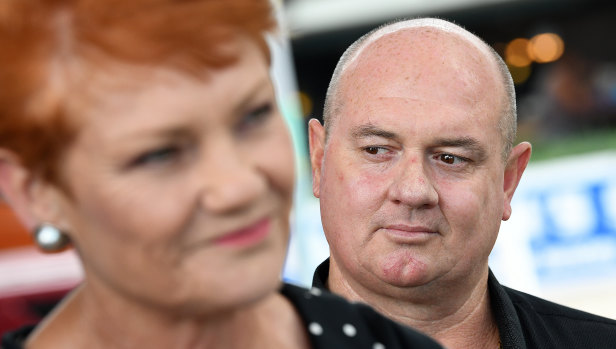 One Nation's Thuringowa candidate Mark Thornton with his party leader, Pauline Hanson.