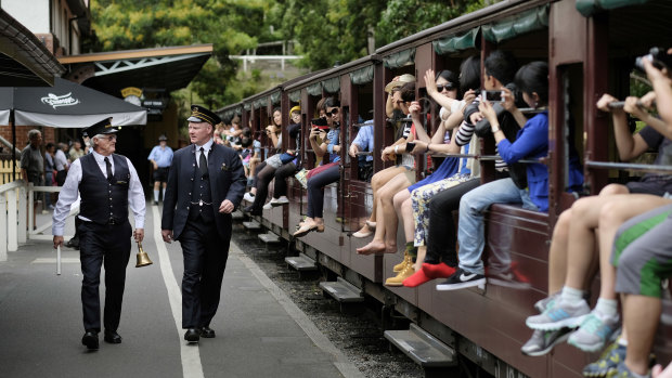 Hanging legs out of the Puffing Billy carriages is a long-held Victorian tradition.