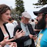 Member for Wentworth, Allegra Spender, during a visit to Bondi Beach following December’s mass shooting. 