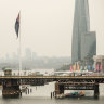 Sydney covered in smoke. It’s from a bushfire more than 400km away