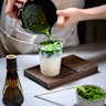 Pouring the freshly whisked matcha at Matcha Kobo.