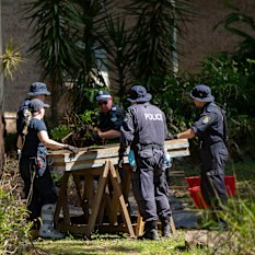 NSW Police searched the gardens below a balcony at the home from which William Tyrrell disappeared.